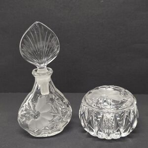 VTG PRINCESS HOUSE HERITAGE CRYSTAL DAISY VANITY SET PERFUME BOTTLE TRINKET BOX